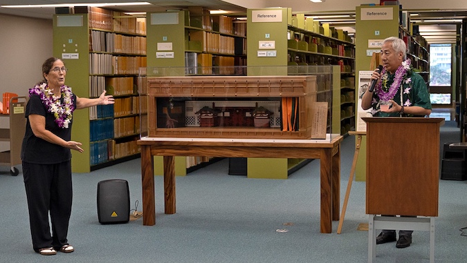 uhmanoa's tweet photo. A restored Kabuki theatre model, gifted to UH in 1939 by Japan’s Shochiku Company, is now permanently displayed at the @UHMLibrary, symbolizing cultural exchange and Hawaiʻi–Japan bonds ➡️ https://t.co/snneUMVUG2 #ExploreUHM https://t.co/YDTzVb8XXa
