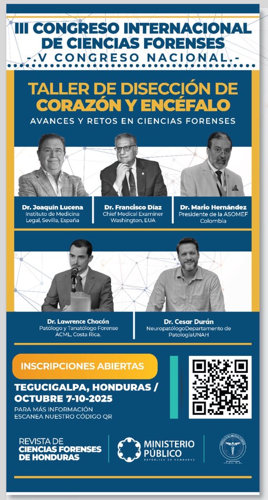JAIROALVAREZ95's tweet image. Encuentro académico que reunirá a destacados profesionales nacionales e internacionales para intercambiar experiencias, técnicas y conocimientos sobre los últimos avances y desafíos en ciencias forense. 

Te esperamos

sites.google.com/view/congreso-…