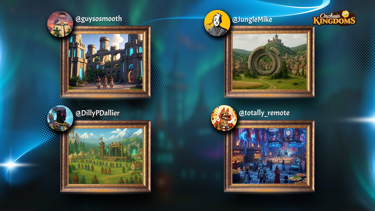 CardanoLands | KINGDOM IS LIVE! (@cardanolands) on Twitter photo 👑Onchain Kingdoms Design Contest👑
Four participants have presented their visions for the Event Area. These finalists will be judged by the Onchain Kingdoms team together with the community.
🥇🥈🥉
* <a href="/guysosmooth/">guysosmooth</a>
* <a href="/JungleMike/">JungleMike</a>
* <a href="/DillyPDallier/">Dilly Dallier</a>
* <a href="/totally_remote/">Totes</a>
- Who 👑Onchain Kingdoms Design Contest👑
Four participants have presented their visions for the Event Area. These finalists will be judged by the Onchain Kingdoms team together with the community.
🥇🥈🥉
* <a href="/guysosmooth/">guysosmooth</a>
* <a href="/JungleMike/">JungleMike</a>
* <a href="/DillyPDallier/">Dilly Dallier</a>
* <a href="/totally_remote/">Totes</a>
- Who