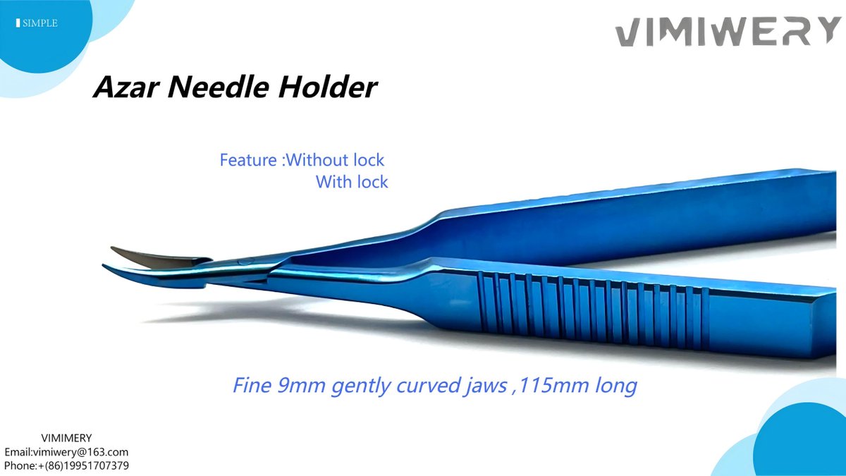 vimimery's tweet image. #AzarNeedleHolder
Vimimeryoffersprofessional #ophthalmic #surgical #instruments. Without lock and With lock; Fine9mm gently curved jaws115mm long. Can reach out for more details.
Email: vimiwery@163.com
ebay.com/usr/vimiwery
#ophthalmology #ophthalmologist #eyesurgery #Medical