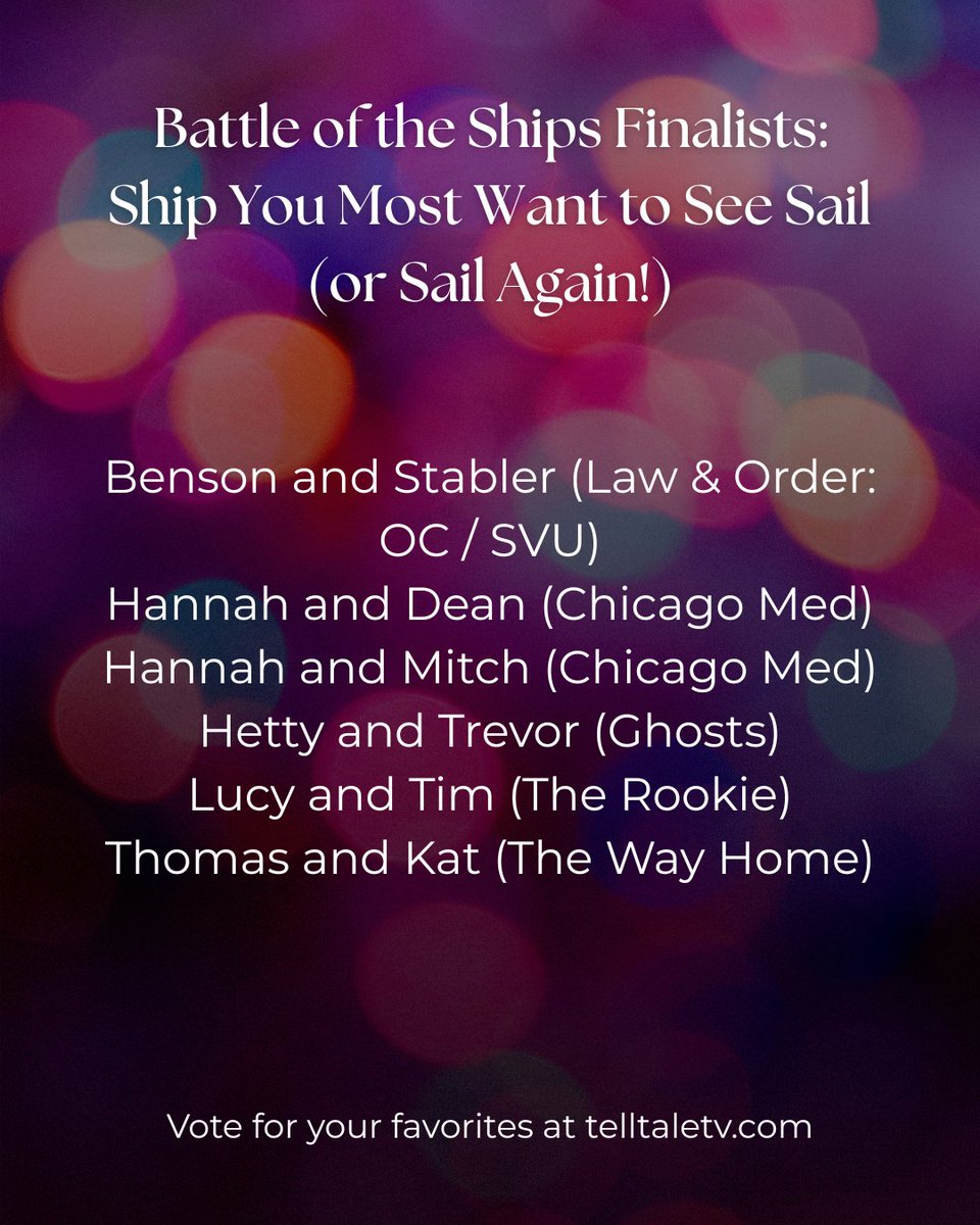 TellTaleTV_'s tweet image. Which TV couples are you hoping to see win this year's #BattleOfTheShips? Voting ends tomorrow at 9pm EST, so get your votes in now! 🗳️telltaletv.com/2025/08/vote-f…

#bensler #chenford #dasher #burzek #stellaride #clois #onechicago #thewayhome #outlander #ghostscbs