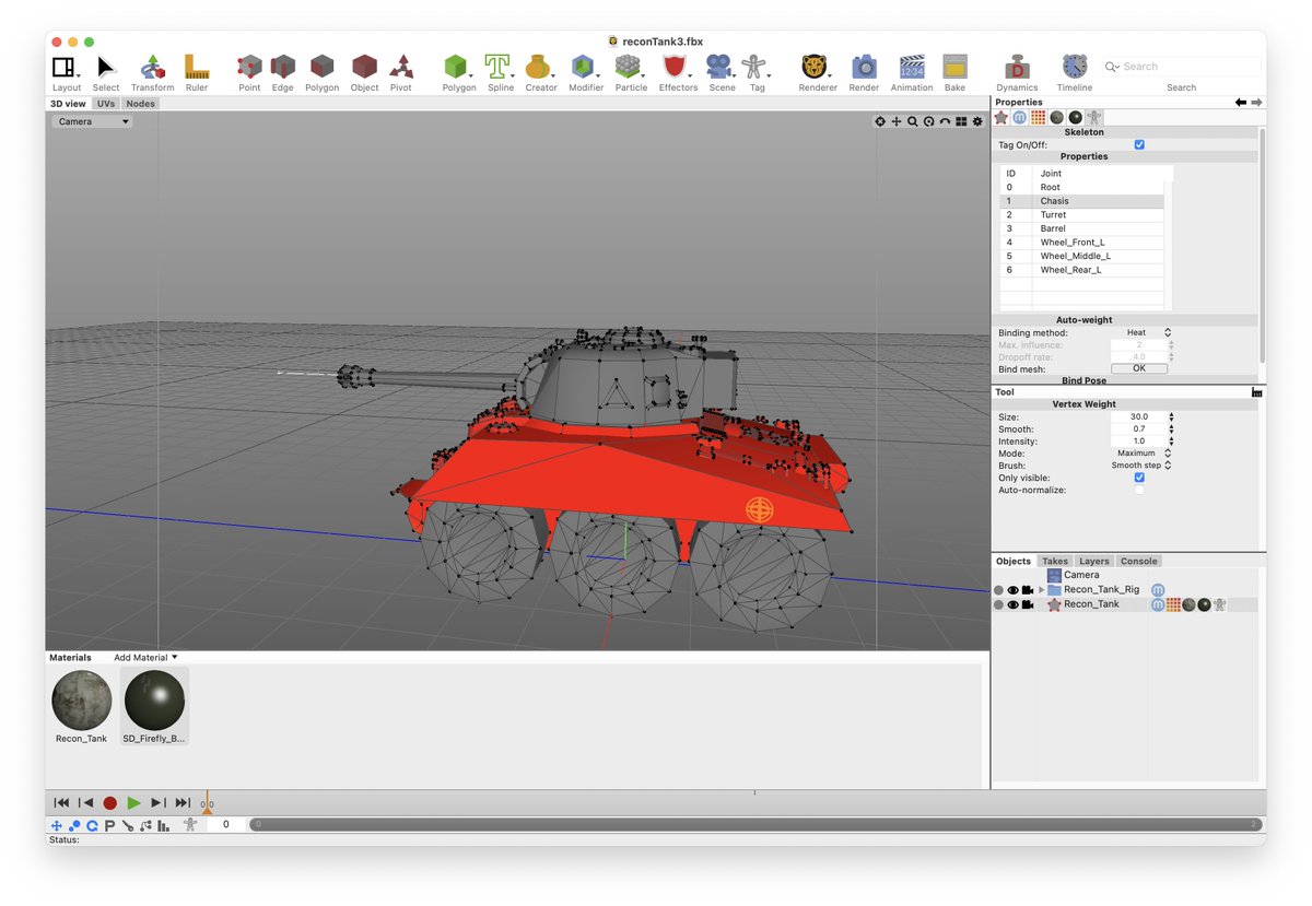 BurningThumb's tweet image. I&apos;ve recently been working on vertex painting for some animations, unfortunately its easy to miss a couple of vertices and then you end up getting a pretty useless message from the #Unityd3D #FBX importer:

ImportFBX Warnings:
Mesh &apos;Recon_Tank&apos; has 20 (out of 2157) vertices with…
