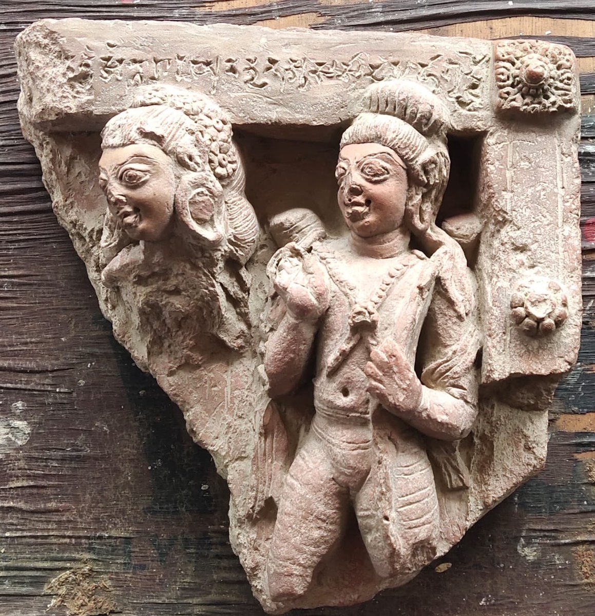 VedveerArya3's tweet photo. Inscribed terracotta panels depicting Rāmāyana, from Nachārkheḍa,Haryana

The inscribed terracotta panels from Nachārkheḍa,Hisar district, Haryana. At present they are preserved in the Swami Omanand Saraswati Archaeological Museum at Gurukul Jhajjar, Jhajjar District, Haryana.

These two inscriptions are written in Sanskrit language and Brāhmī characters.

The first fragmentary panel reads: _..........chhan antarā raghunandanaḥ | Āsasāda mahāgṛdhraiḥ_

*It mentions that, Śrī Rām had met a huge and very powerful vulture, i.e., Jatāyu.*

The second panel reads: _Triśira_(name of demon engraved in the middle of the panel) _chaturdaśa rākshasā sujitvā Rāmadheyaśa_. 

*It mentions that Śrī Rām had obtained glory after winning over the fourteen demons*

Courtesy :Sri Virjanand Daivkarani, Gurukul Jhajjar