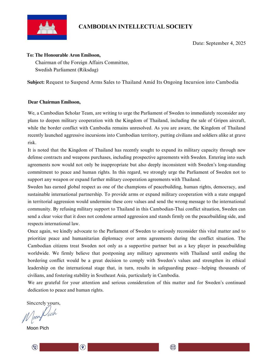 TiTina775697's tweet photo. I support this petition and ask the United States and China to help Cambodia in the border dispute, where Thailand has invaded and violated Cambodia's sovereignty. https://t.co/kd33pLUrZI