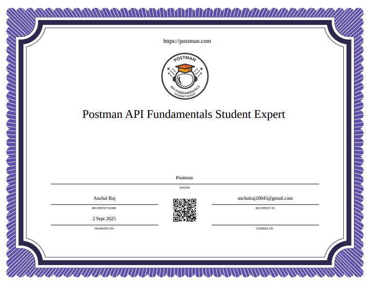 AnchalTwt's tweet photo. Happy to share!๐ I earned my Postman API Fundamentals Student Expert badge during GirlScript Summer of Code (GSSoCโ25)!
I had a great time learning about APIs with @Aanchalmishra__ and @getpostman at GSSoCโ25.
#PostmanStudent #OpenSource #WebDevelopment #GSSoC https://t.co/C8s9OxDoUT