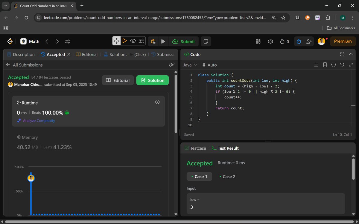 Manohar2909's tweet image. 🚀 Day 97 of #100DaysOfCodingChallenge.
1523. Count Odd Numbers in an Interval Range
48. Rotate Image
#DSA #MatrixRotation #LeetCode #JavaProgramming #ProblemSolving #CodingChallenge #DataStructuresAndAlgorithms #SoftwareEngineering #CodingCommunity #LearnWithManohar #connect