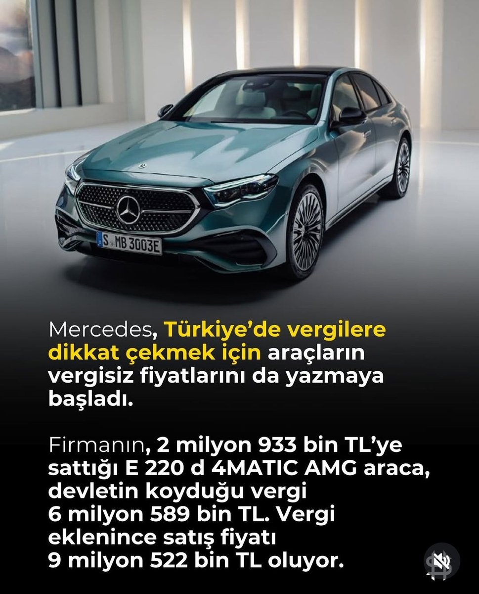 brs2643's tweet photo. 🔴#hırsızvar

Mercedes, Türkiye'nin ciddi vergi koyduğunu ima ederek aracın vergisiz fiyatını paylaştı.

-Firma fiyatı: 2.933.000 TL

-Türkiye satış fiyatı :
9.522.000 TL

#SonDakika #haber #Türkiye #vergi #Ekonomi #faiz #mercedes https://t.co/QfEzhwy3jy