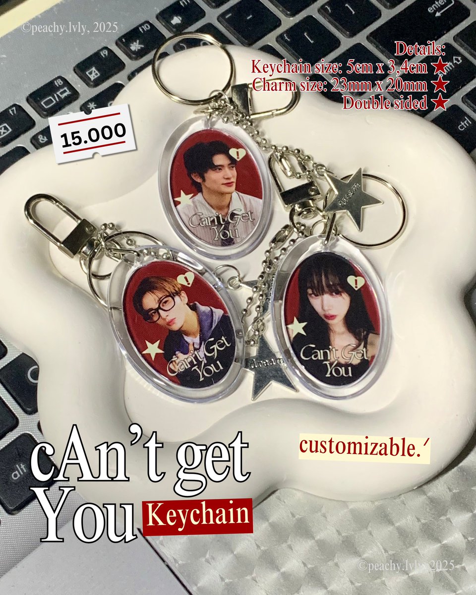 [ 🔁 &amp; ♥️ ] are appreciated ★

Open Pre-order cAn’t get You Keychain by peachy.lvly 6th batch 👻☎️ @.@

🗓️: 5 - 12 Sept 2025, 22.00 WIB
💰: 15k inc all (DP 10k/item)

🛒 PO here linktr.ee/po.peachy.lvly

📍jatim, ina

Catalog &amp; TNC on rep