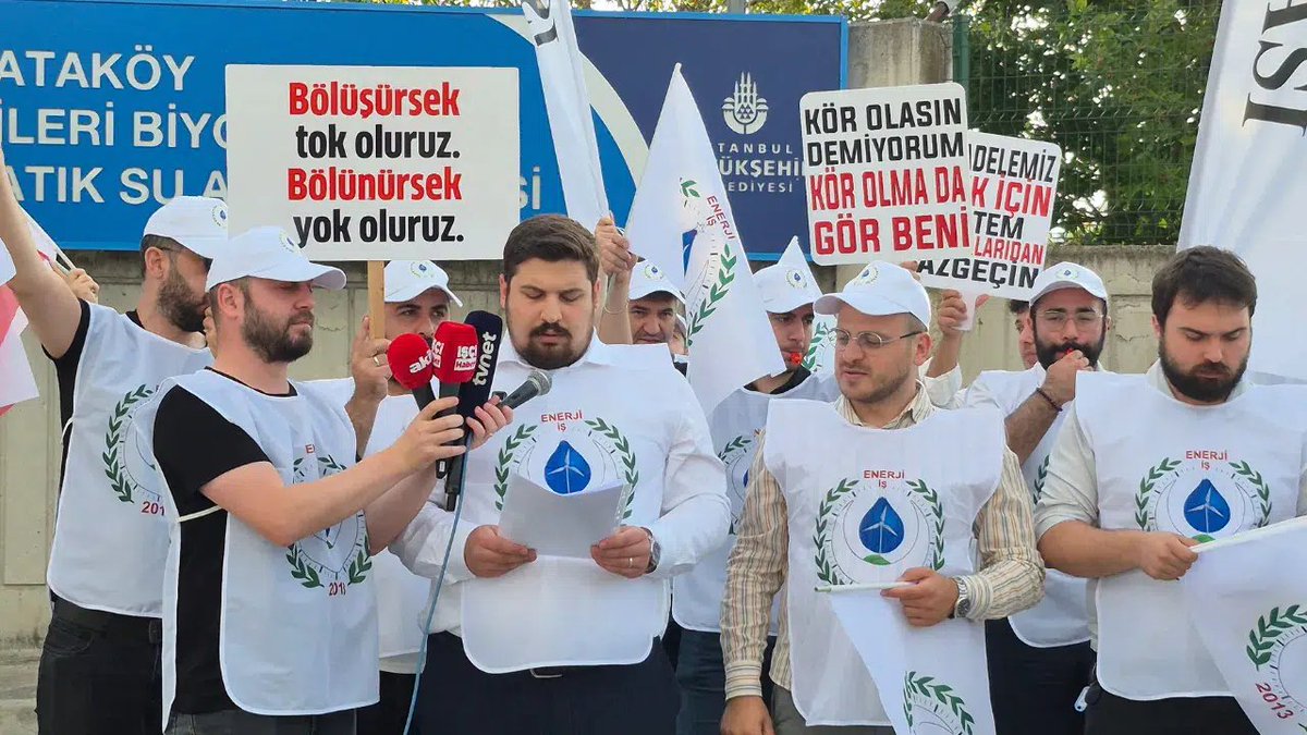 Enerji İşçileri Sendikası’ndan İSKİ’ye sert tepki: Sendikal haklarımız engelleniyor!
Enerji İşçileri Sendikası, İSKİ Ataköy Atıksu Arıtma Tesisi önünde yaptığı açıklamada, üyeleriyle buluşmalarının engellendiğini belirterek İSKİ yönetimine tepki gösterdi. Sendika, hukuki süreç