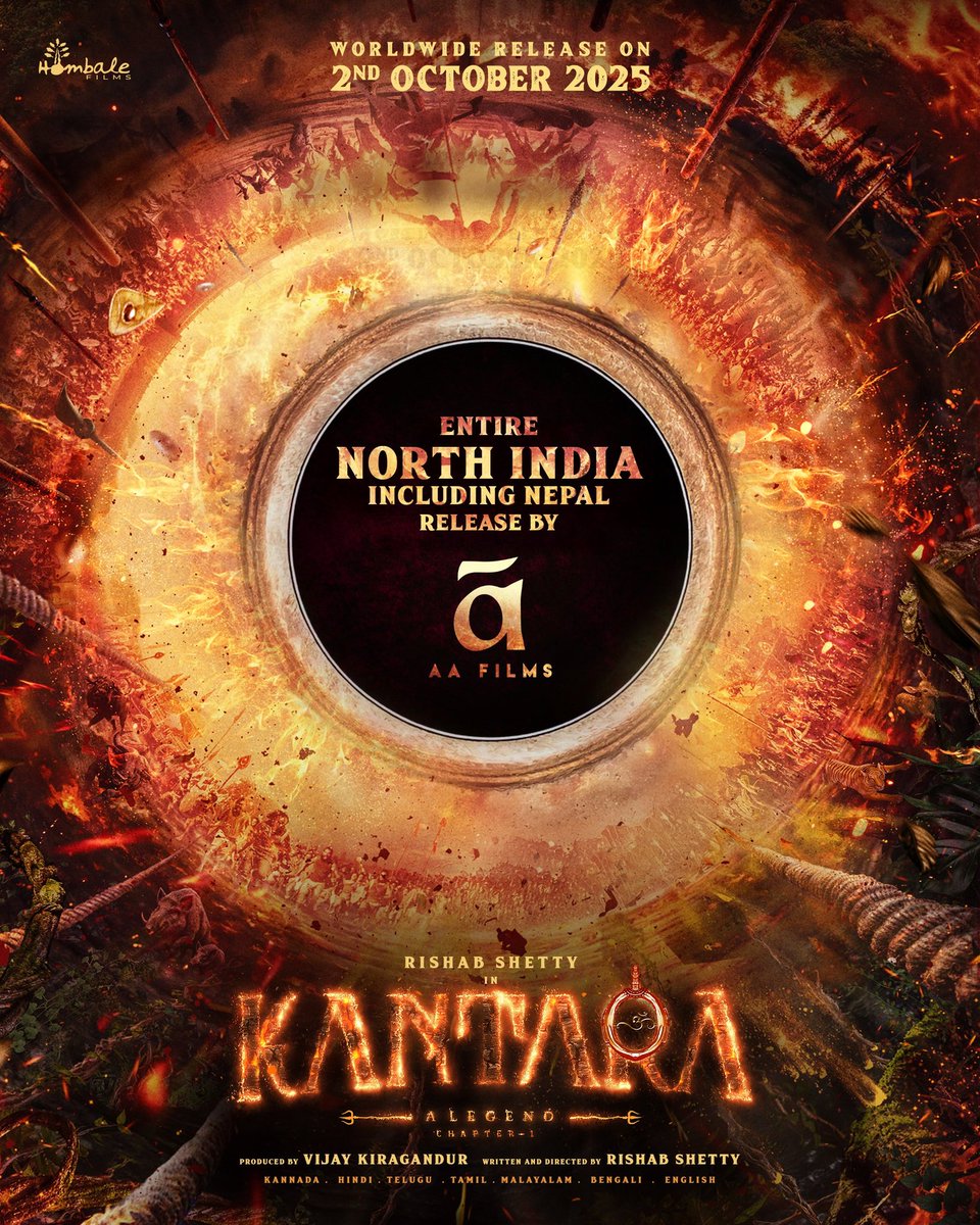 MixShow1016584's tweet photo. 🌟 #Kantara is set to captivate North India 🇮🇳 & Nepal 🇳🇵 with its divine saga! 

Brought to you by #AAFilms, #RishabShetty’s epic returns to weave #folklore, action & culture. 

Don’t miss the magic in theaters! 🎥✨ 

#KantaraChapter1 #Oct2Release #KantaraChapter1 #Kantara #KantaraChapter1onOct2 #Kantara #RishabhShetty #RukminiVasanth