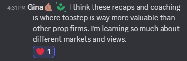 CoachDBA's tweet image. This is what I enjoy most, and this is what @topstep is all about. 

Learning, growing, and becoming better! 🙏

Much better to learn in a safer environment instead of risking your own account.