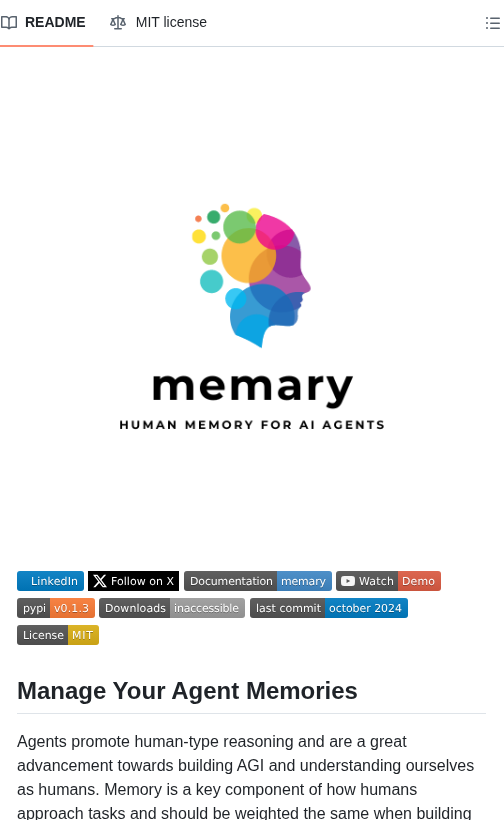 Tom Dörr (@tom_doerr) on Twitter photo open source memory layer for AI agents open source memory layer for AI agents