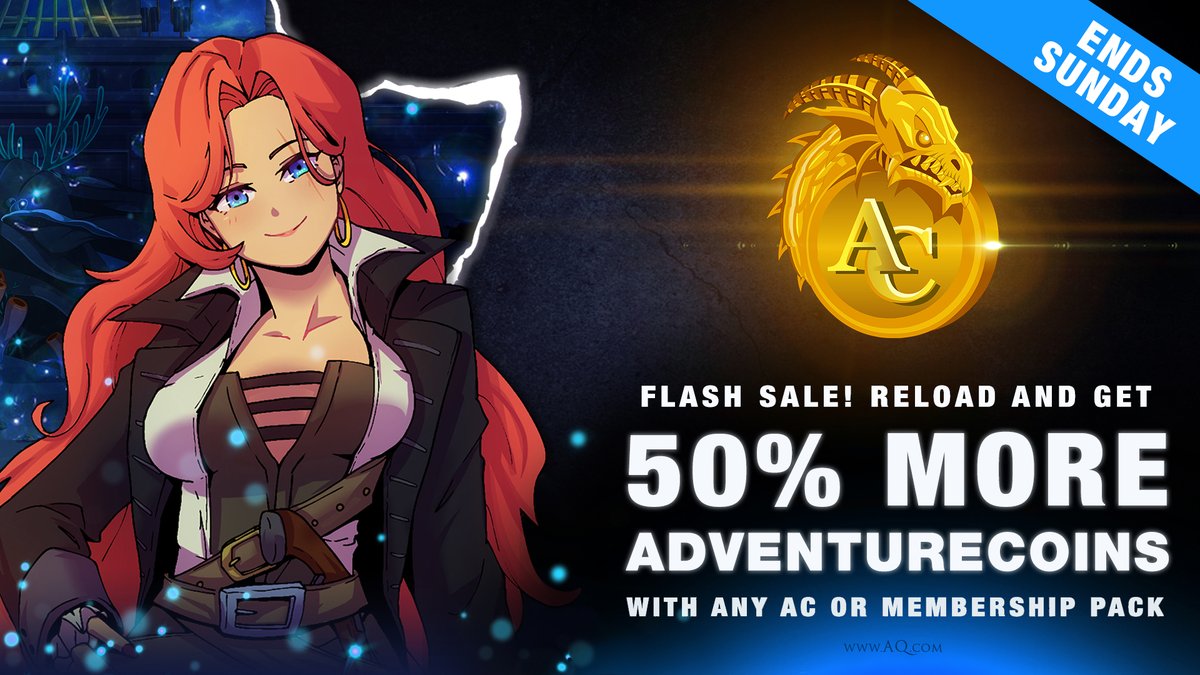 Our Holiday AdventureCoin bonus ends Sunday. This is the final weekend to get 50% more ACs with any upgrade pack! If you're excited about our Talk Like a Pirate, 17th Birthday, or Mogloween events and rare gear, this is the perfect time to top up. aq.com