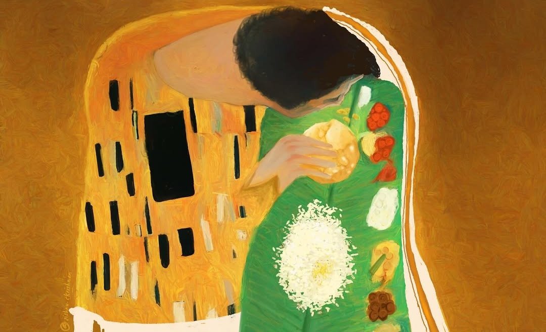 Onam kiss by Jishnu C Krishnan (artist in instagram).