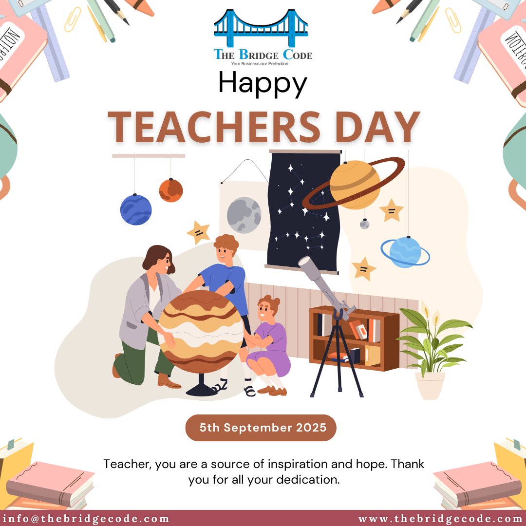 thebridgecode's tweet image. Happy Teachers’ Day!
Today, we celebrate the mentors, guides, and educators who shape minds, inspire dreams, and build the foundation of a better tomorrow. 

#happyteachersday #gratitude #teachers #education #respect #mentors #learning