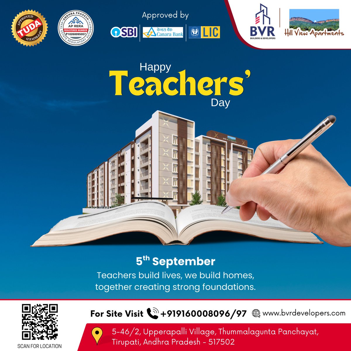 BVRDevelopers's tweet photo. 𝐁𝐕𝐑 𝐁𝐮𝐢𝐥𝐝𝐞𝐫𝐬 &amp; 𝐃𝐞𝐯𝐞𝐥𝐨𝐩𝐞𝐫𝐬 𝐖𝐢𝐬𝐡𝐢𝐧𝐠 𝐚𝐥𝐥 𝐭𝐞𝐚𝐜𝐡𝐞𝐫𝐬 𝐚 𝐇𝐚𝐩𝐩𝐲 𝐓𝐞𝐚𝐜𝐡𝐞𝐫𝐬’ 𝐃𝐚𝐲!
📞 : +919160008096/97
🌐: https://t.co/cgXRBJtTTU m
📍 𝐀𝐝𝐝𝐫𝐞𝐬𝐬: 5-46/2, Upperapalli Village, Thummalagunta Panchayat, Tirupati #HappyTeachersDay https://t.co/pWxBNG3LCY