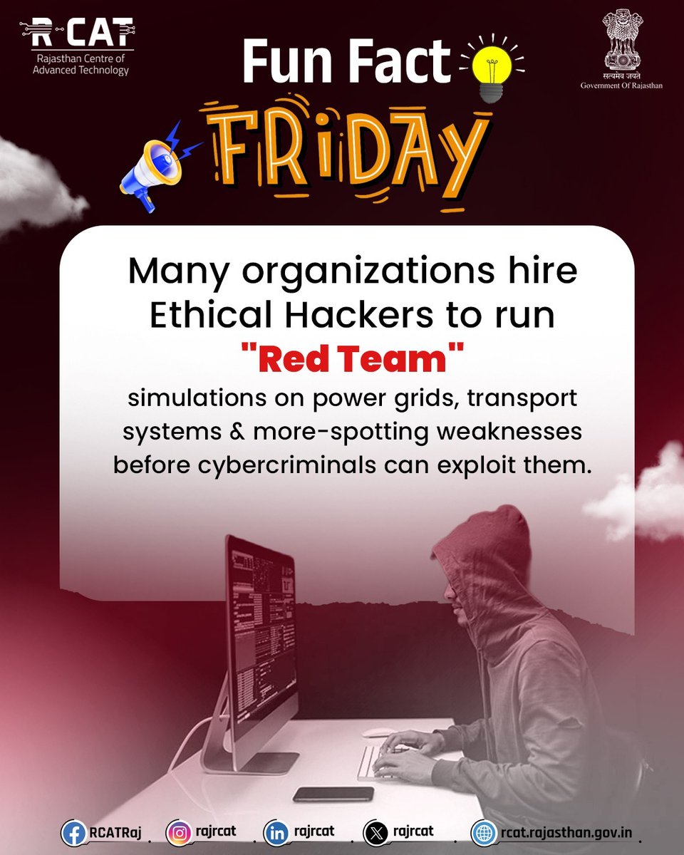 rajrcat's tweet image. Ethical hacking isn’t just for companies, governments use it to safeguard critical systems and public data from unseen cyber threats.
#RCAT #Ethical_hacking