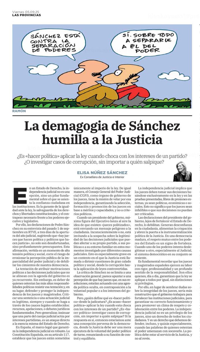 Mi art hoy en <a href="/lasprovincias/">LAS PROVINCIAS</a> 

Pero ¿quién define qué es “hacer política” desde la judicatura? ¿Es acaso “hacer política” aplicar la ley cuando esta choca con los intereses de un partido? ¿Es “hacer política” investigar casos de corrupción, sin importar a quién salpique?