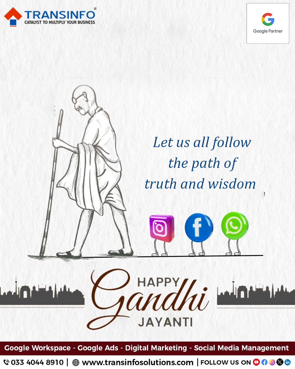 transinfosol's tweet image. Walk with confidence, live with spirit and effort with persistence – let’s take Bapu’s legacy forward !!
Wishing you all #HappyGandhiJayanti 🇮🇳

#TransinfoSolutions #Transinfo #GandhiJayanti2025 #GandhisLessons #Patriotism #NationFirst #NonViolence #SimpleLife