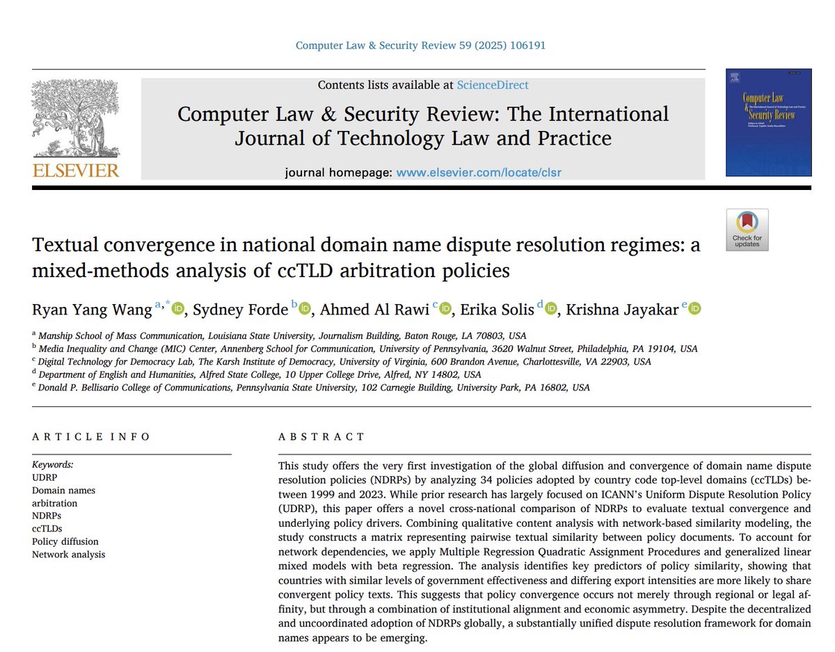 📢New Publication📢 @ Computer Law &amp; Security Review
sciencedirect.com/science/articl…
