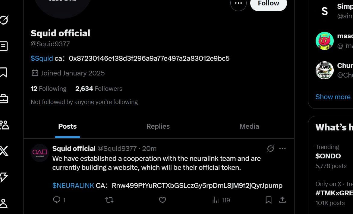 f280317's tweet photo. $neuralink partnership $squid 
Moon soon, ca Rnw499PfYuRCTXbGSLczGy5rpDmL8jM9f2jQyrJpump
@SQUID_BSC_CTO https://t.co/iPk3iJrtIo