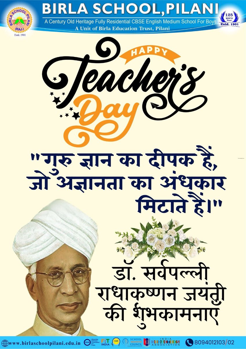 💐Let's pay tribute to the most selfless profession that ignites ambitions, nurtures dreams, and shapes the nation's future. 💐
💐Happy Teachers' Day 2025! 💐
#TeachersDay2025 #5thSeptember
#birlaschoolpilani
#admission2026