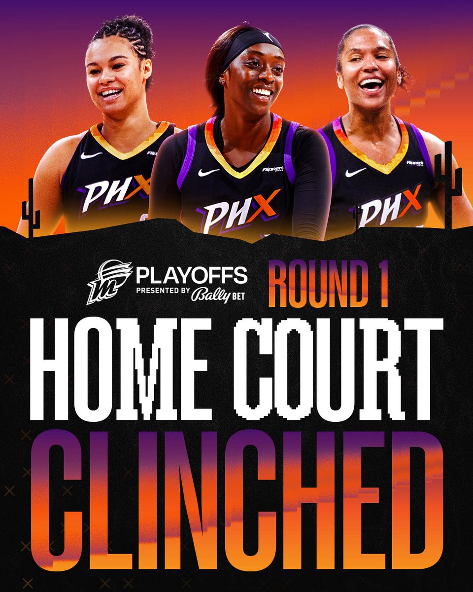 We’ve officially clinched home court advantage for Round 1 of the WNBA Playoffs — Tickets on sale NOW for Game 1, September 14 at PHX Arena.

The first round runs through Phoenix!