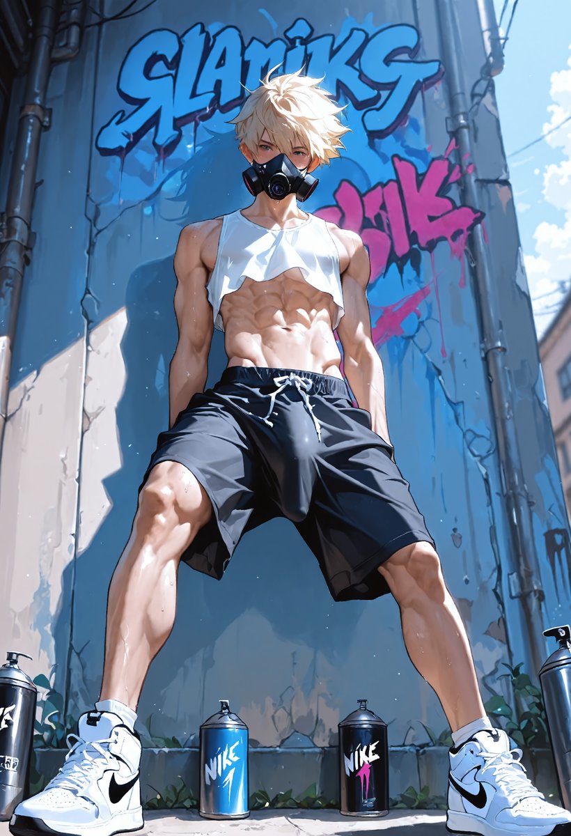#AIart #yaoi #gay #NSFW #r18
Don't ask me why I had these two ideas in mind this morning...
2: Graffiti artist