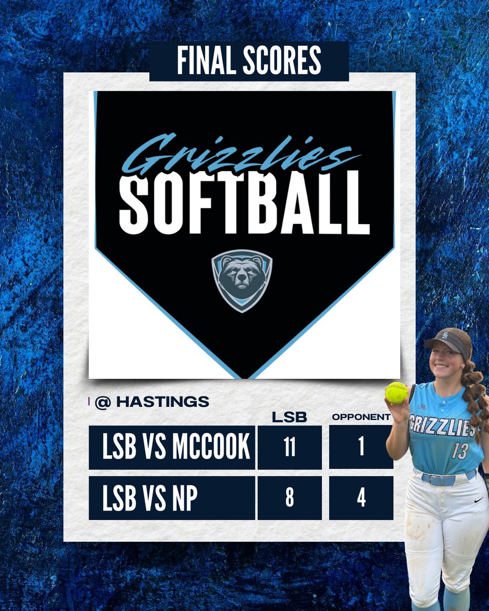 Results from today’s Varsity match ups in Hastings! 
Ryann Dailey with a 2-run home run during the North Platte game! Great job ladies! We are back in action on Saturday in Elkhorn with a triangular! #GoGrizzGo