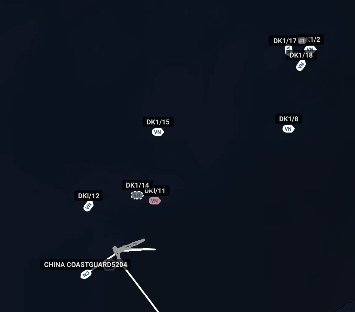 GordianKnotRay's tweet photo. 1/🇨🇳#China Coast Guard 5204--a 102-meter Type 718B cutter--has been conducting an intrusive patrol among 🇻🇳#Vietnam's "DK1" offshore oil &amp; gas rigs at Vanguard Bank since 3 Sep. [🧵1/3] https://t.co/ymMlS4w03q