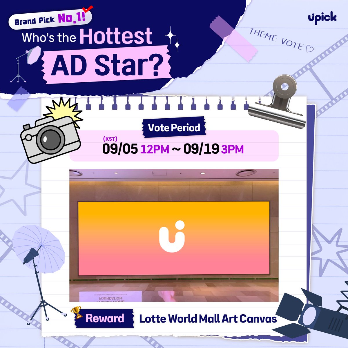 UPICK_twt's tweet photo. Theme Vote O/P/E/N
<Brand PICK No.1!  Who’s the hottest ad star?>

#BYEONWOOSEOK
#ROWOON
#HWANGINYOUP
#CHAEUNWOO
#SONGKANG
#KIMHYEYOON
#CHOOYOUNGWOO
#PARKBOGUM
#AHNHYOSEOP
#KIMMINKYU
#LEECHAEMIN
#LIMYOONA
#LEEDOHYUN
#PARKBOYOUNG
.
.
.
🗓️~ 9/19 3PM KST
🏆Lotte World Mall Art Canvas
🔗https://t.co/fiVOiutwrR