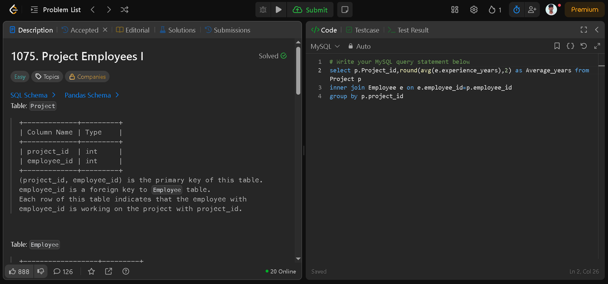 DilipKumar2410's tweet image. Solved today in SQL: Project Employees I !!!                       

Every query executed is a step closer to cleaner data and stronger logic.                      

#SQL #Database #100DaysOfSQL #DataSkills #LeetCode