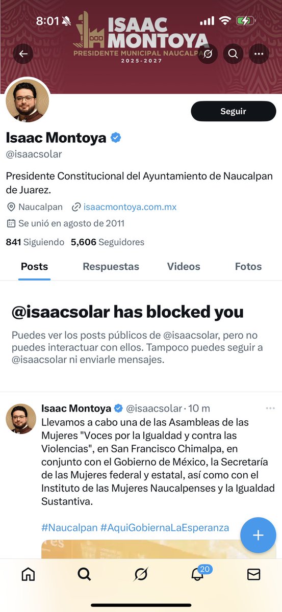 A16733853Azul's tweet photo. @GobNau @isaacsolar , que perdedor!!! Eres intolerante a la crítica, tu policía, tu gobierno de simulación, nos estás dejando Naucalpan cada día peor, en donde el gobierno simula, la policía abusa y el crimen crece…. Traidor de la patria y del movimiento https://t.co/Bhv854NcHe