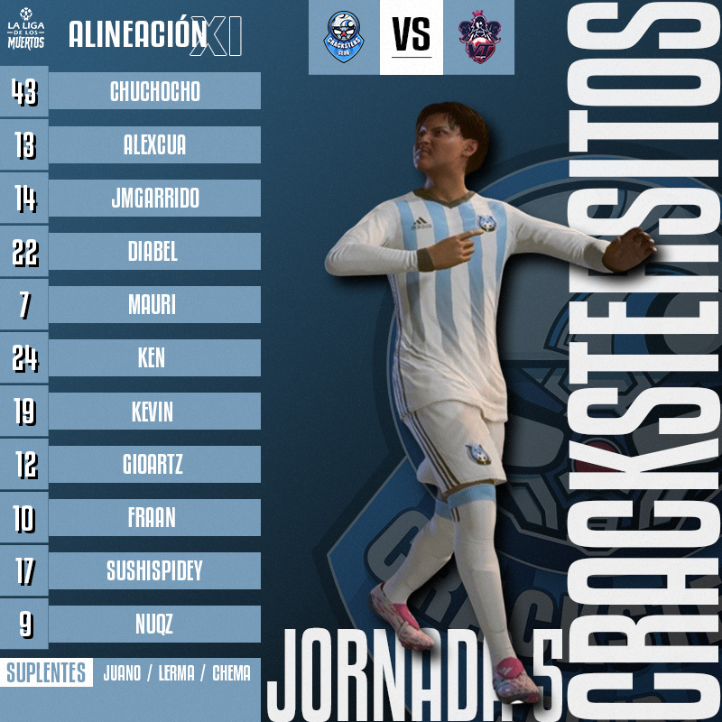 Hoy vamos con este 11 inicial para nuestro enfrentamiento vs Virtualitas, esperamos no pechofriar. 🥶⚽

🕤 9:00 pm CDMX

🟣twitch.tv/sushispidey 🕷
🟣twitch.tv/elgioartz 🐒

<a href="/LaLigaDeMuertos/">La Liga De Los muertos</a> 💀