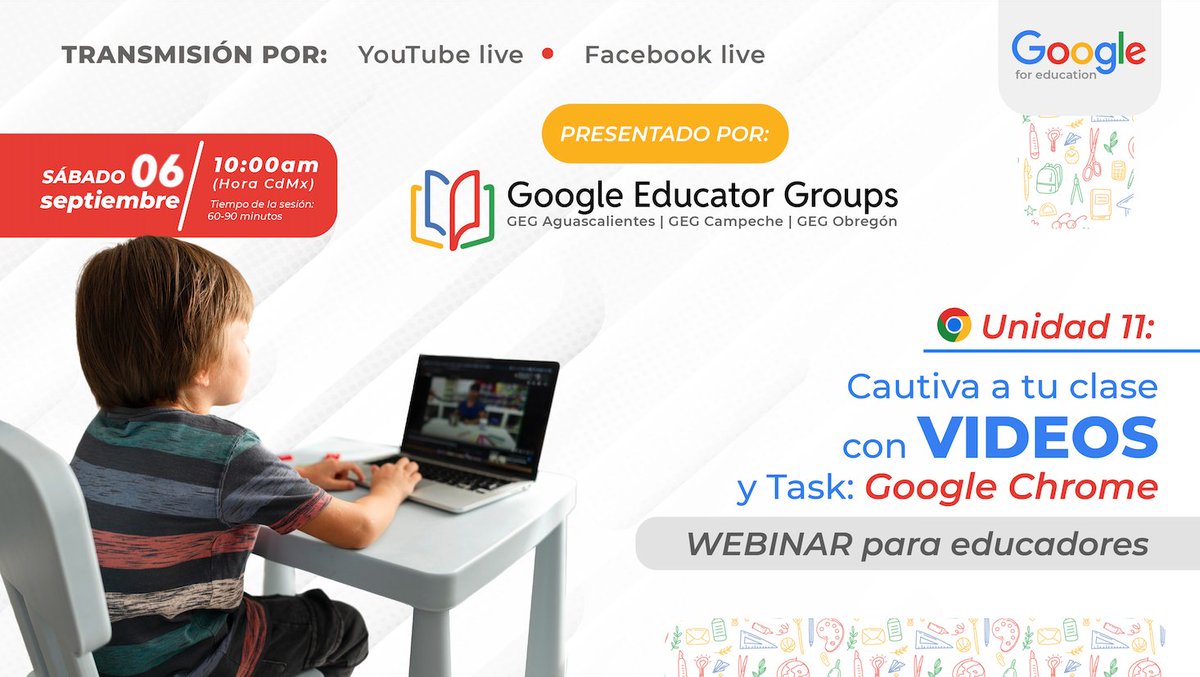 javierbalan's tweet image. #NewsUpdate

#Training 2025 | 9a Temporada | Certificación Google Edu N1 | #GoogleForEdu
📅  Sábado 06 septiembre 2025
📷 9:00 am PDT (Sonora) | 10:00 am CST (MX)
Repaso: Unidad 11: Cautiva a tu clase con videos |  Teacher Center | Task: @Google #Chrome

🎥 YT: