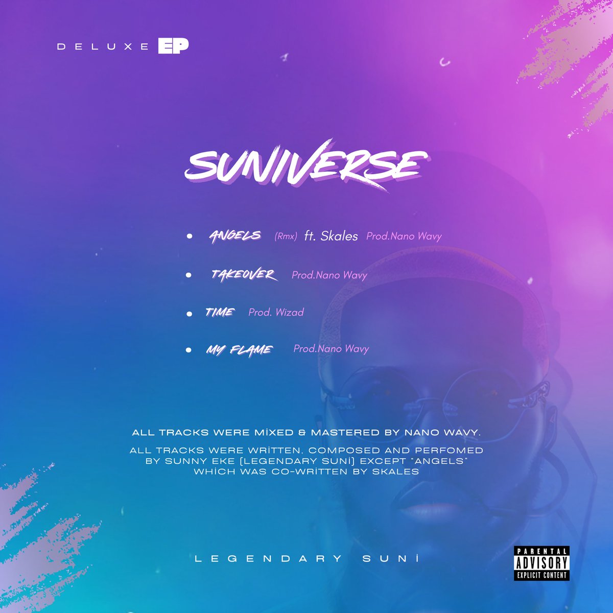 LegendarySuni's tweet photo. The Suniverse EP (Deluxe) is officially out on all platforms now! Tap the link and enjoy these beautiful songs, specially curated for you. https://t.co/ZjhvHP30Ih #SuniverseEP https://t.co/v9c80GvyaX