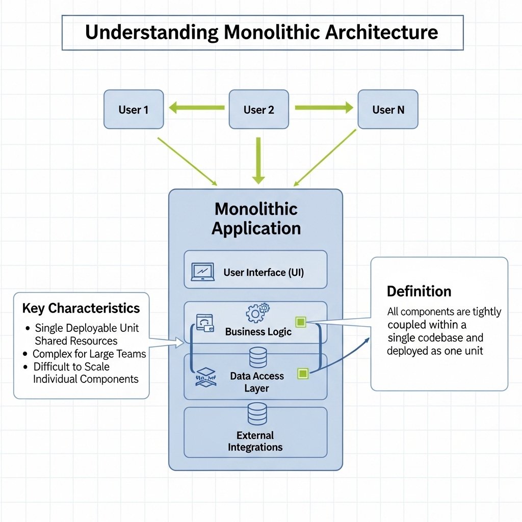 e_opore's tweet image. Monolithic Architecture
Introduction
→ Monolithic architecture is a traditional way of building software applications
→ All components of the application are packaged and deployed as a single unit
→ It is simple to develop and deploy for small to medium-sized projects…