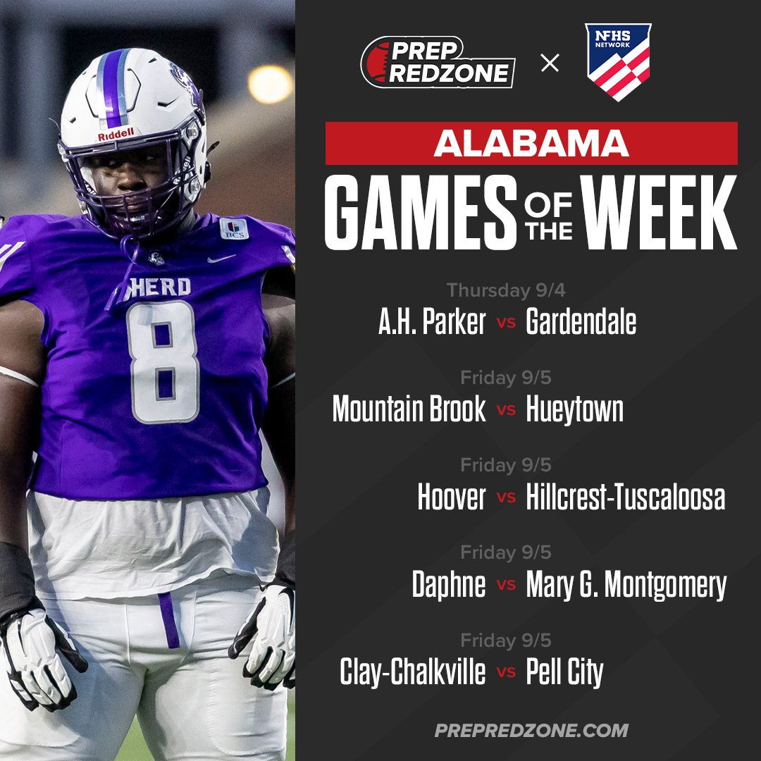 Prep Redzone Alabama (@prepredzoneal) on Twitter photo Alabama Games of the Week‼️
This week is full of top matchups around the state - which do you have your eyes on? <a href="/AHParkerFootba1/">A.H. Parker Football</a> <a href="/MtnBrookFTBL/">Mountain Brook Football</a> <a href="/MGM_VikingsFBL/">Mary G Vikings Football</a>
Find all games here: prepredzone.com/alabama/scores/ Alabama Games of the Week‼️
This week is full of top matchups around the state - which do you have your eyes on? <a href="/AHParkerFootba1/">A.H. Parker Football</a> <a href="/MtnBrookFTBL/">Mountain Brook Football</a> <a href="/MGM_VikingsFBL/">Mary G Vikings Football</a>
Find all games here: prepredzone.com/alabama/scores/