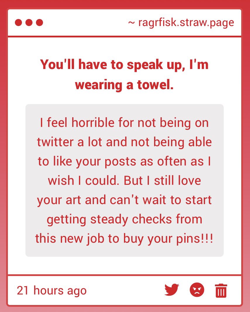 Please don’t feel horrible! And don’t worry! There are plenty of pins and I’m planning some new stuff for Halloween! The shipping restrictions will slow me down, but I’m still open!