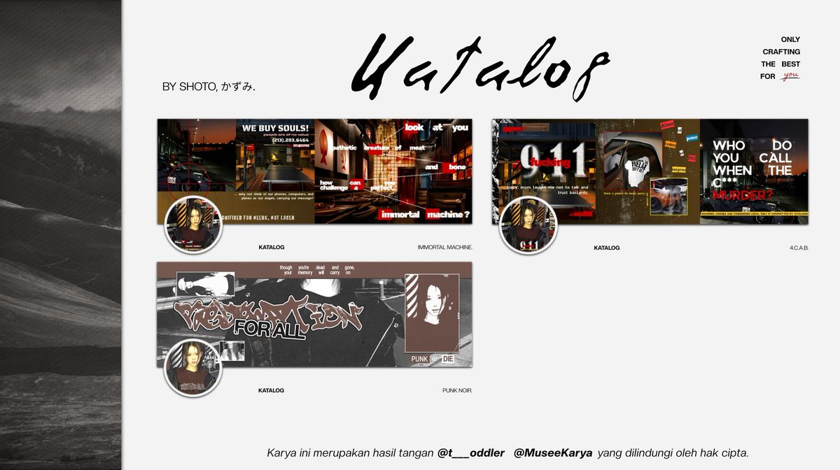 Segala bentuk interaksi sangat dihargai.

Musee Karya telah membuka pintu pada studionya bagimu yang ingin memesan LAYOUT BY REQUEST maupun mengadakan sponsorship. Segala informasi terdapat pada link di bawah.

tags: layout #zonauang