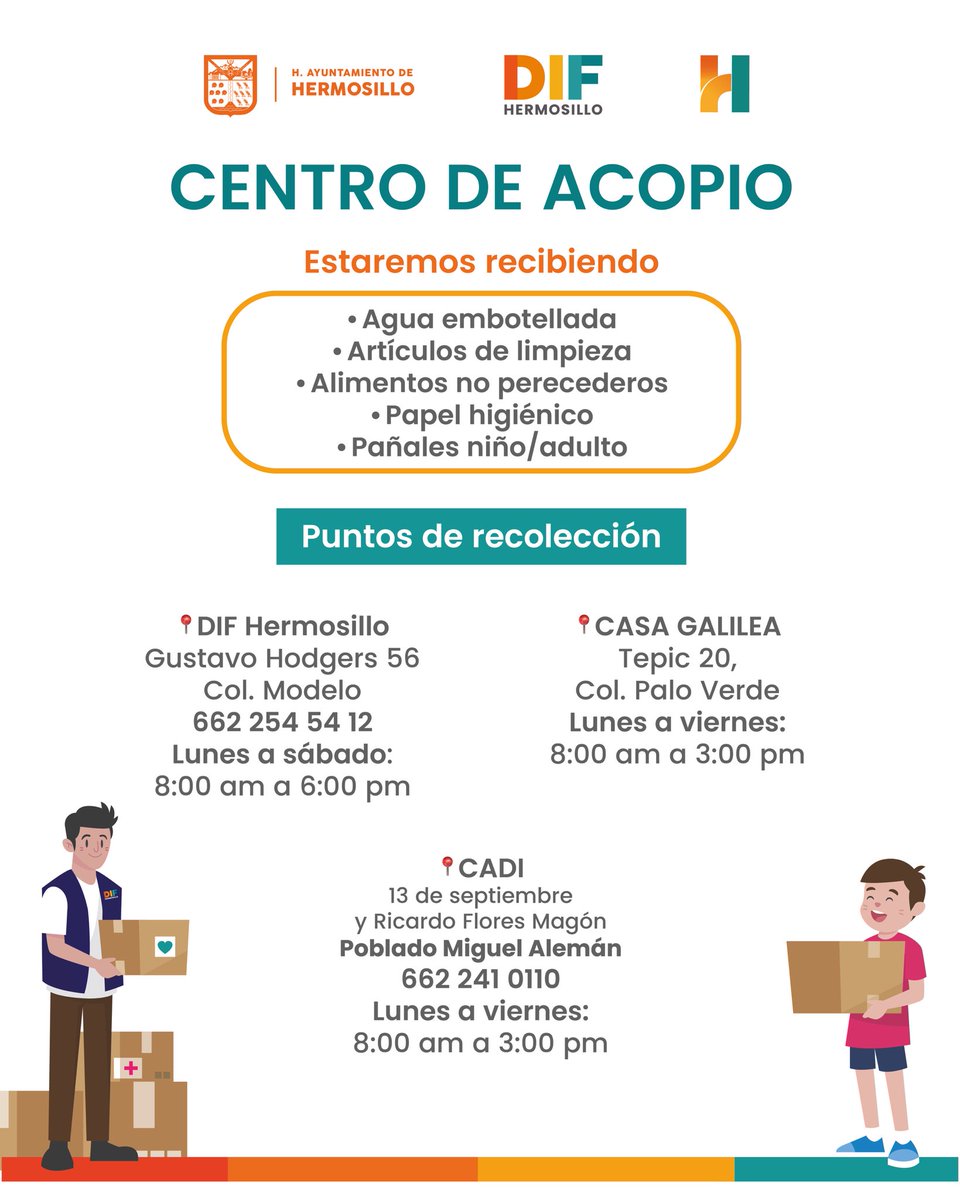 Gracias a la solidaridad de las y los hermosillenses, más familias afectadas por las lluvias recibirán apoyo. 

Los invito a sumarse a esta causa, acude a los centros de acopio y súmate con tu donativo. ¡Juntos ayudamos más!