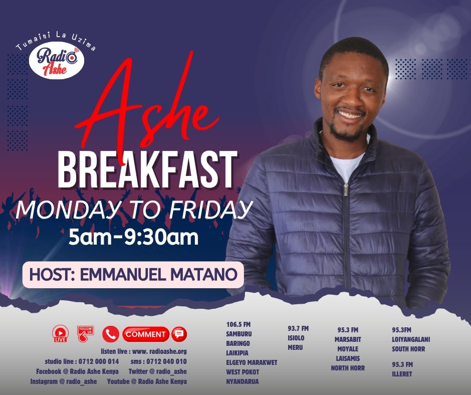 Mambo vipi Msikilizaji! Umeamkaje? Ni Furahiday karibu tukamilishe wiki kwa mpigo kwenye mpango bab'kubwa #AsheBreakfast na <a href="/EmmanuelMatano4/">Emmanuel Matano</a>   <a href="/radio_ashe/">Radio Ashe</a> , Unatune in ukiwa wapi?Call 07 12 000014 Sms 07 12 04 00 10