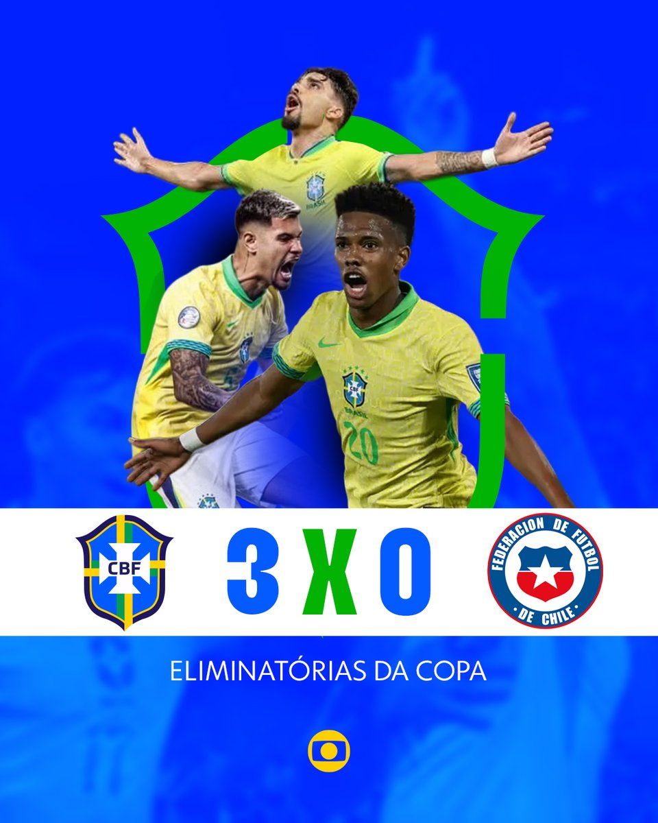 EFEITO ANCELOTTI! Estevão, Paquetá e Bruno Guimarães doutrinaram a vitória do Brasil sobre o Chile! 🔥

E dia 9/9 tem mais, nossa seleção, já classificada, enfrenta a Bolívia pela última rodada das eliminatórias da Copa de 2026, claro que você acompanha esse jogo aqui na