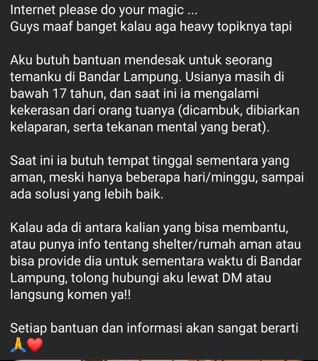 Teman teman Bandar lampung, i need your help
-
-
 #LindungiAnak #StopKDRT #SaveChildren #BandarLampung