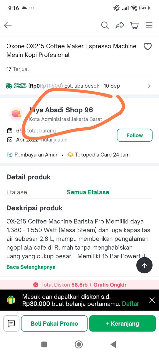 70rens's tweet photo. @tokopedia @TokopediaCare Ini adalah   tokonya. Jadi, kejadiannya begini. Saya beli mesin esspresonya jam 9an malam. Setelah melakukan pembayaran semuanya aman. https://t.co/mVTVXSZfTC