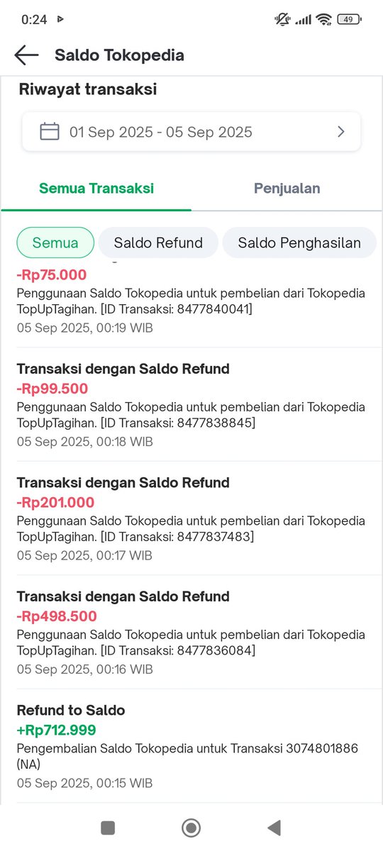 70rens's tweet photo. Ini adalah bukti pencurian tersebut. Dia melakukan pembatalan dengan cepat dan uang di Saldo Tokopedia dipakai untuk membeli pulsa di sejumlah nomor. https://t.co/34frhNxMP5
