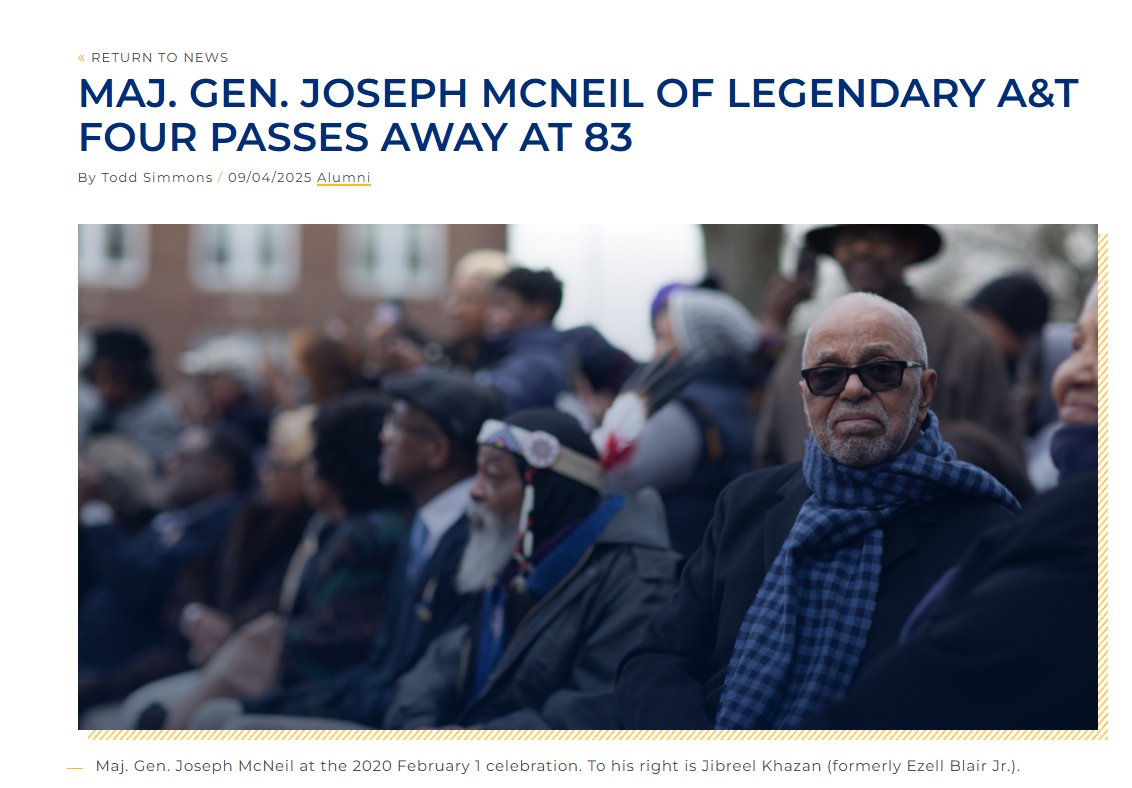 ADOSAFNC's tweet image. Rest in Power 🕊️to Major General Joseph McNeil
of the Greensboro Four.  #NCAT