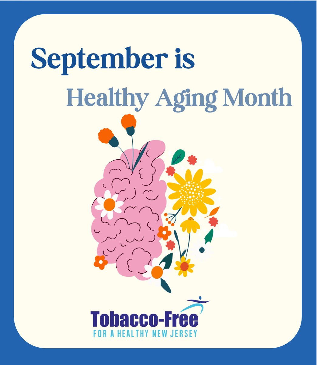 September is #HealthyAgingMonth! Focusing on yourself by staying active and taking on healthy habits as you age is key in ensuring healthy aging! One habit to create is to begin your quit journey- Tobacco Free NJ has all the resources to help you start.