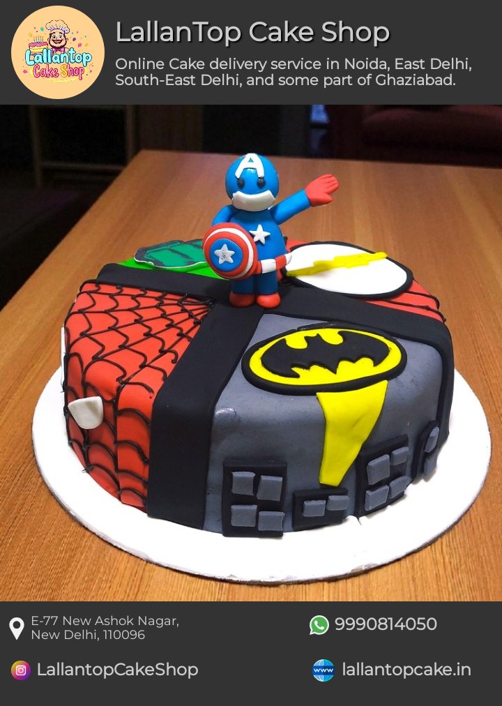 LallanTopCake's tweet photo. 🎂 🦸‍♂️ Power up your party with our Superhero Cake (Captain America, Spider-Man, Batman)! Delivered in Noida, East Delhi, South-East Delhi, and Ghaziabad. Order: 9990814050 | https://t.co/m2gGNaAkjP #SuperheroCake #CakeDelivery #DelhiEats https://t.co/KaHImDCwk5