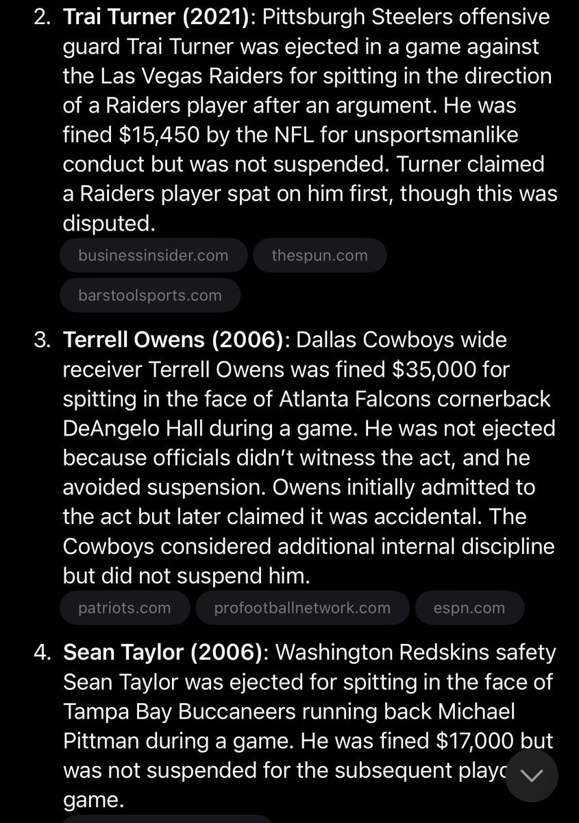PAPAxC4's tweet photo. Since we got time to kill, looked into previous spitting incidents in the NFL to see if any precedent has been set. No suspensions which, considering Jalen Carter just got a ‘1 game suspension’ I assume he’ll be out there vs KC next week. Still, what an idiot. https://t.co/lmIPnSm73O